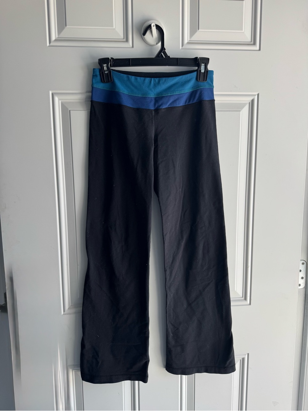 Vintage Lululemon Groove Yoga Pants Black Blue Waistband Size 26x27.5
